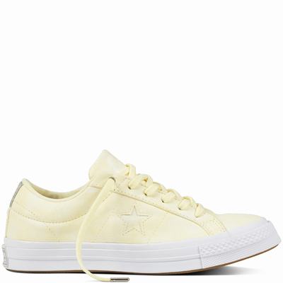 Converse One Star Peached Wash Low Tops Mens - Lemon/Lemon Shoes (979ELDFY)